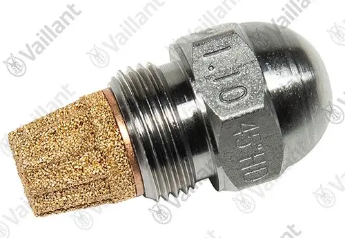 Vaillant Brennerdüse aus Metall mit einer schaumstoffähnlichen Spitze. Das Produkt hat ein gewindeförmiges Ende zur Montage.